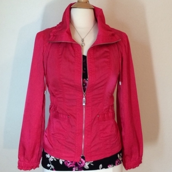 White House Black Market Jackets & Blazers - White House Black Market WHBM Pink Casual Full Zip Jacket Women's Size 2 EUC